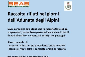 Locandina raccolta rifiuti durante Adunata Alpini