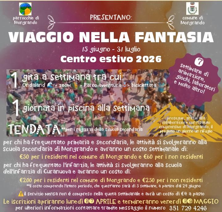 Locandina centro estivo 2026
